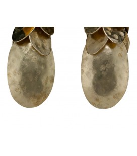 Oval discs brass earrings