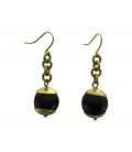Brass cups and black pearls earrings