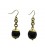 Brass cups and black pearls earrings