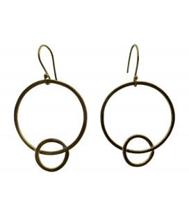 Big and small full moon brass earrings