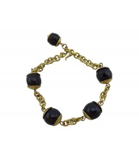 Brass cups & black pearl bracelet