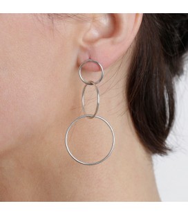 Joined silver plated rings earrings
