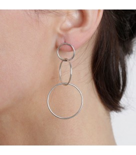 Joined silver plated rings earrings