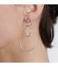 Joined silver plated rings earrings